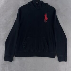 Polo Ralph Lauren Big‎ Pony Logo Hoodie Boys Size Large Black Pullover
